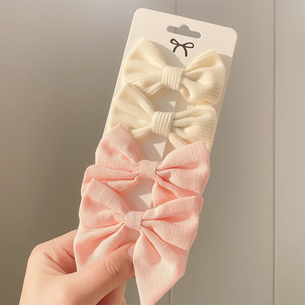 4PCS/SET 2021 New Girls Leopard Hairpins Kids Sweet Hair Clips Barrettes Lovely Hair Bows Children Cute Kids Hair Accessories