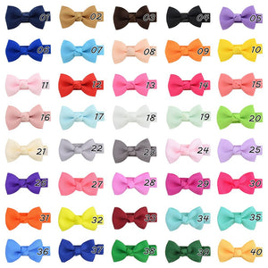 40 pcs/lot Cute Mini Hair Bows With Clip For Baby Girls Hair Clips Tie Solid Ribbon Barrettes Kids Hairpins Headwear Accessories