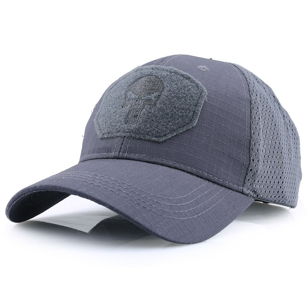 Skull Tactical Military Airsoft Cap Adjustable Breathable Sun Visor Trucker Hat Mesh Hunting Hiking Baseball Skeleton Snapback