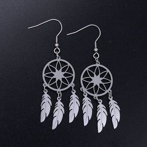 Vni and Mia 100% Stainless Steel Boho Lotus Dream Catcher Earring For Women Wholesale Fashion Bohemia Jewelry Dropshipping