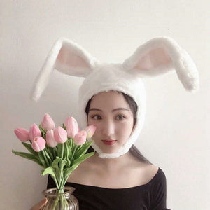 Soft Plush Bunny Hat Cap Long Ear Winter Party Costume Rabbit Cap Headwear White Rabbit Women's Hat