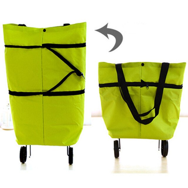 Portable Women Shopping Bag Folding Grocery Shopping Wheel Bag Small Pull Cart Buy Vegetables Food Storage Bag Organizer Tug Bag