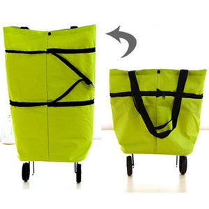 Portable Women Shopping Bag Folding Grocery Shopping Wheel Bag Small Pull Cart Buy Vegetables Food Storage Bag Organizer Tug Bag