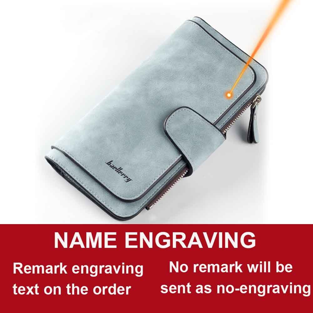 2020 Women Wallets Name Engrave Fashion Long Leather Top Quality Card Holder Classic Female Purse Zipper Wallet For Women