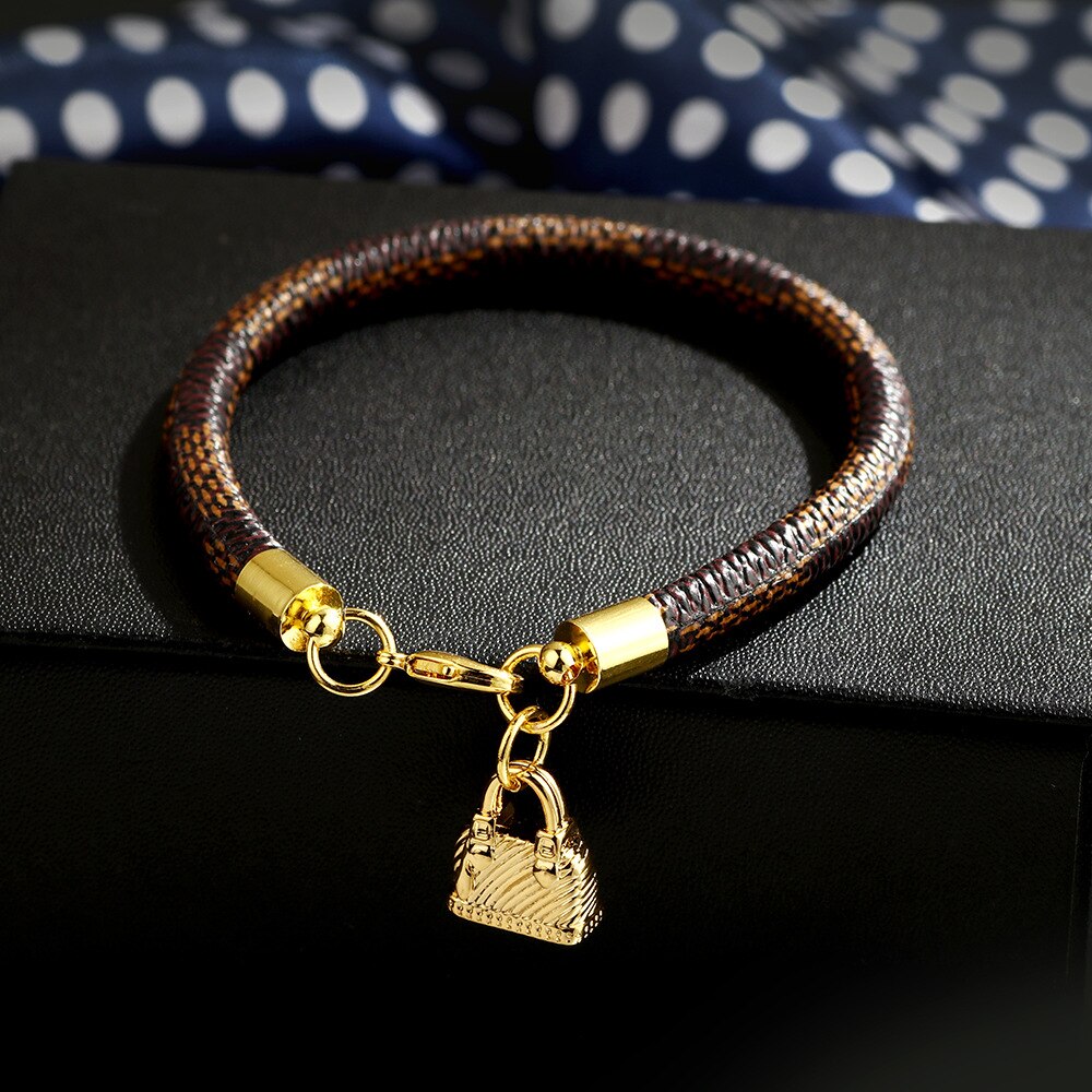 Women Charm Bracelet High Quality Leather Bag Gold Love Pendant Female Bracelet Brand Bracelets For Women Best Gift
