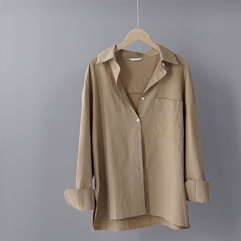 TITAME chemises Blouses femmes mode décontracté hauts femme col rabattu blanc ample à manches longues Blouse Ol Style chemise Simple haut