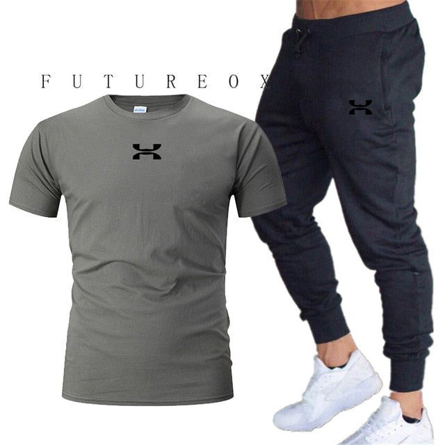 Pants Men Sweatpants+men running t-shirts men sets jogging Sportswear men Pants Gym Fitness Sportswear Tracksuit Training Pants