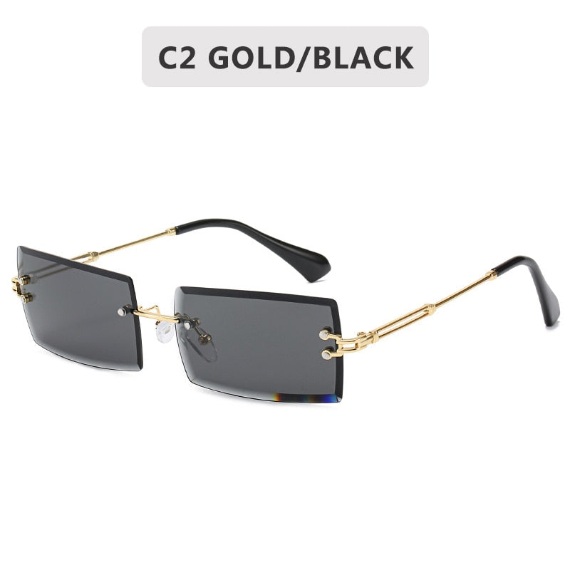 2020 Retro Sunglasses Women Brand Designer Fashion Rimless Gradient Sun Glasses Shades Cutting Lens Ladies Frameless Eyeglasses