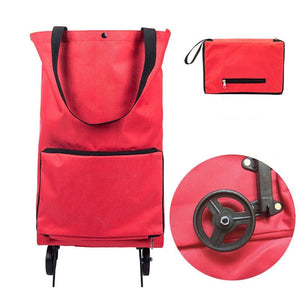Portable Women Shopping Bag Folding Grocery Shopping Wheel Bag Small Pull Cart Buy Vegetables Food Storage Bag Organizer Tug Bag