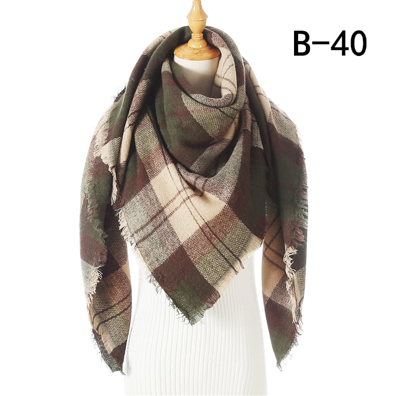 Designer 2020 knitted spring winter women scarf plaid warm cashmere scarves shawls luxury brand neck bandana pashmina lady wrap