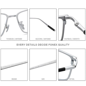 FONEX Pure Titanium Glasses Frame Men Square Eyewear 2020 New Male Classic Optical Myopia Prescription Eyeglasses Frames 8535
