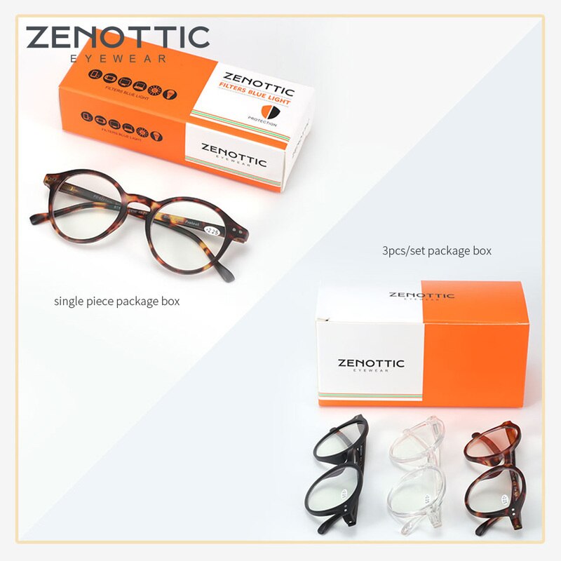 ZENOTTIC Round Frame Reading Glasses For Men Women Computer Optical Eyeglasses Hyperopia Anti Blue Light Reading Glasses Eyewear