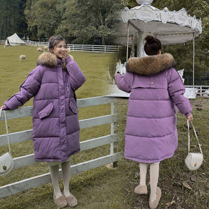Vielleicht 2020 Long Winter Coat Women Hooded Down Parka Ladies New Warm Winter Jacket Women Loose Big Fur Collar Jacket Coat