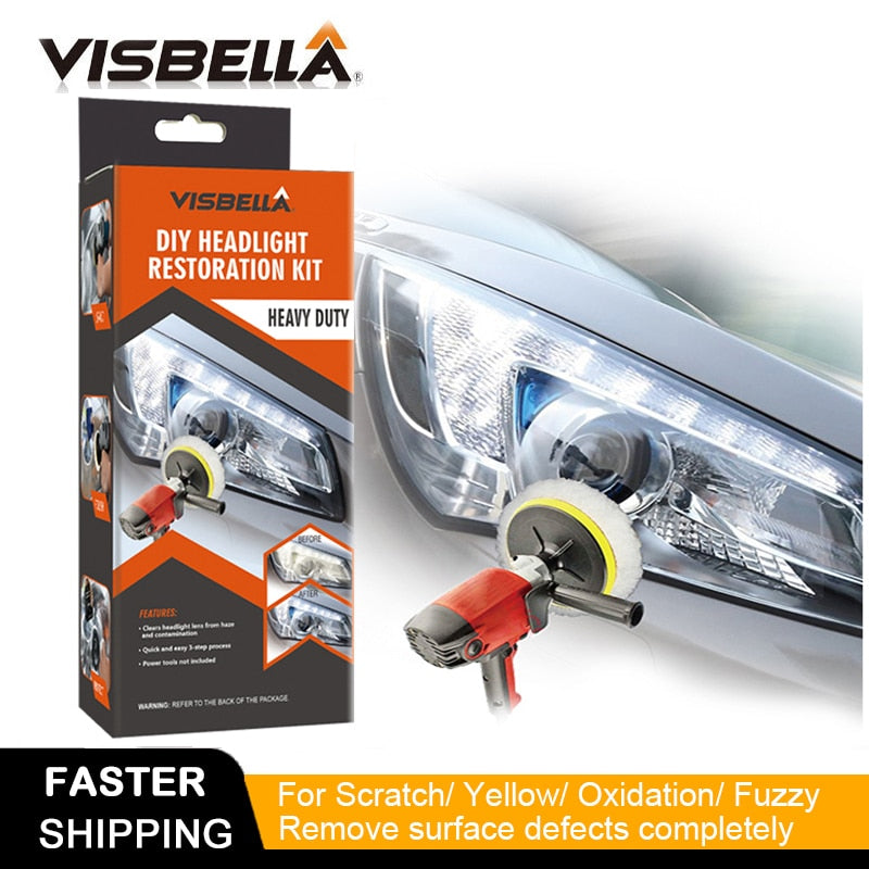 VISBELLA Headlamp Polishing Paste Kit DIY Headlight Restoration for Car Care Repair Hand Tool Sets Head Lamp Lenses by Machine