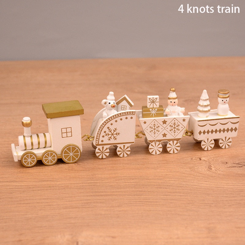 Wooden Christmas Train Ornament Christmas Decoration For Home Santa Claus Gift Toys Crafts Table Deco Navidad Xmas 2021 New Year