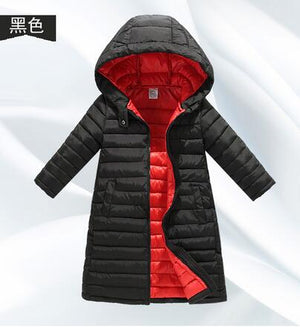 Enfants doudoune, à la mode couleur unie à manches longues à capuche vers le bas manteau hiver hauts pour les enfants