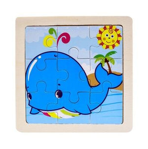 Intelligence Kids Toy Wooden 3D Puzzle Jigsaw Tangram for Children Baby Cartoon Animal/Traffic Puzzles Educational Learning Toys
