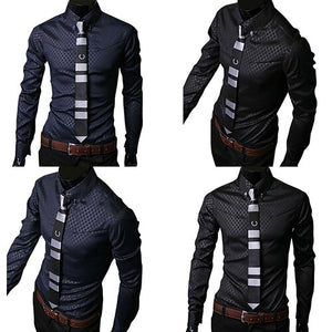 New Argyle luxury men's shirt Business Style Slim Soft Comfort Slim Styles Long Sleeve Casual Dress Shirt Gift For Men