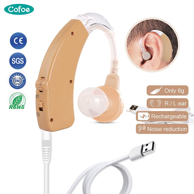 Cofoe BTE hearing aid Rechargeable Hearing Aids For The Elderly Ear Aid Wireless Sound Amplifier For the Hearing loss people