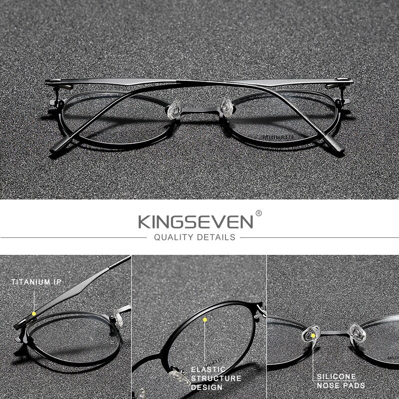 KINGSEVEN Original Titanium Optical Glasses Full Frame Men Ultralight Retro Round Myopia Prescription Eyeglasses Women Eyewear