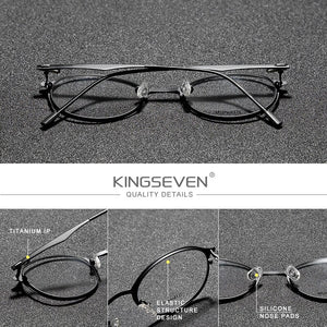KINGSEVEN Original Titanium Optical Glasses Full Frame Men Ultralight Retro Round Myopia Prescription Eyeglasses Women Eyewear