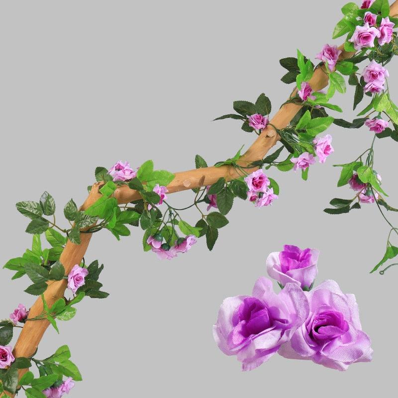 Artificial Flowers Rose 230cm length 16 to 69 flower Flowers for A Wedding Arch Flowers Garland Romantic Rose In Glass Dome