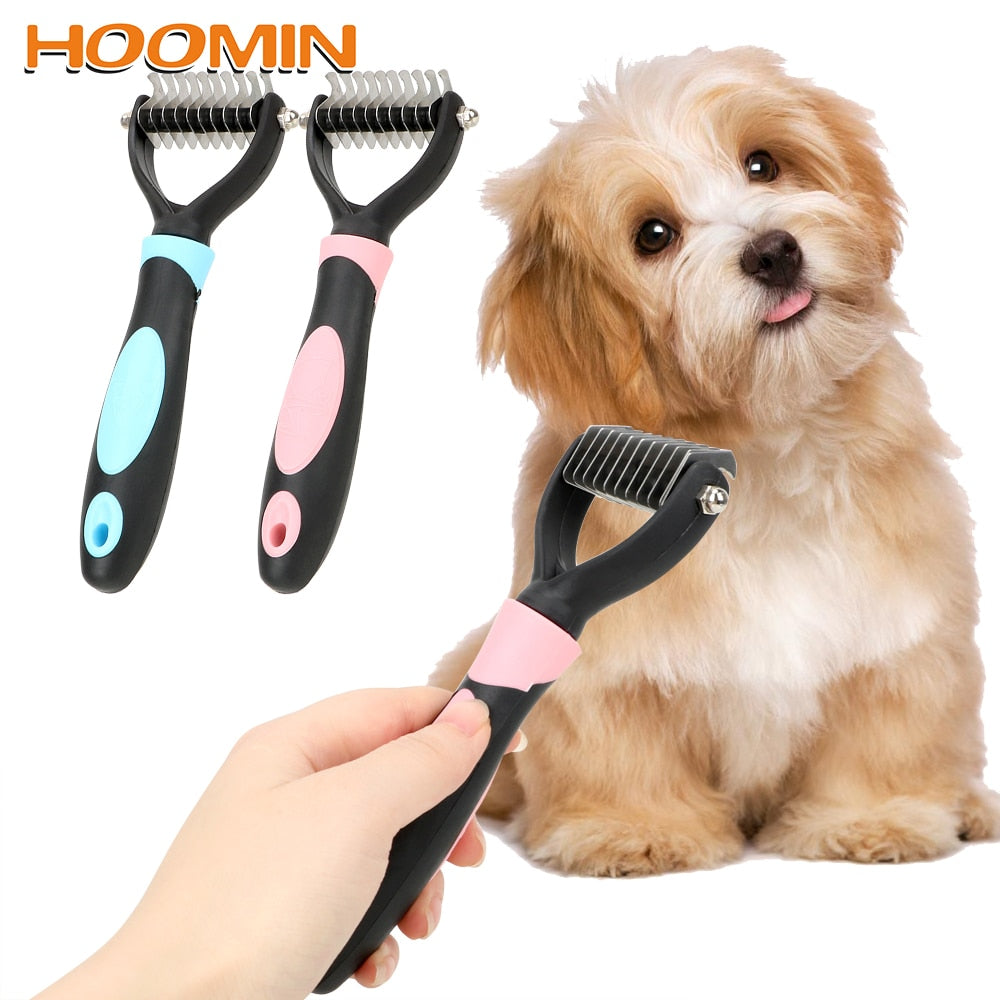 HOOMIN Pet Fur Knot Cutter Dog Grooming Shedding Rake Dog Cat Hair Removal Comb Pet Brush Grooming Tool