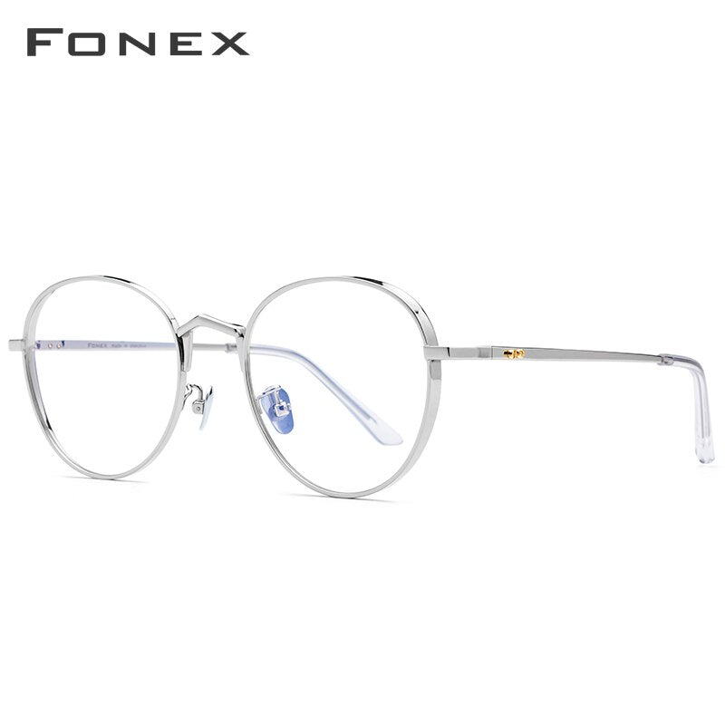 FONEX Pure Titanium Glasses Frame Men Retro Round Myopia Optical Prescription Eyeglasses Frames Women Vintage Eyewear 884