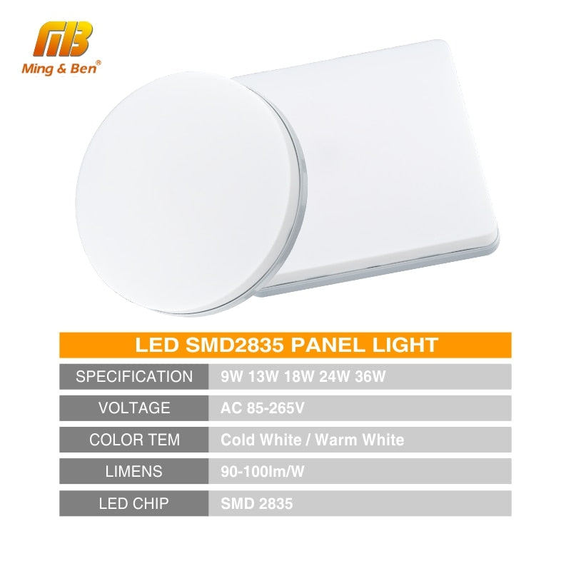 LED panneau lampe LED plafonnier 48W 36W 24W 18W 13W 9W 6W vers le bas de la lumière monté en Surface ca 85-265V lampe moderne pour l'éclairage à la maison