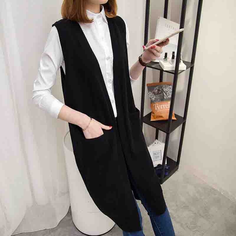 Long Coat Autumn Sleeveless Knitted Vest