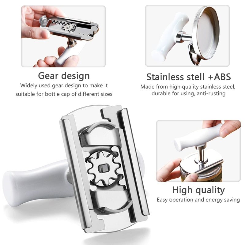 Adjustable Multi-function Bottle Cap Opener Stainless Steel Lids Off Jar Opener Labor-saving Screw Can Opener for Kitchen Gadget