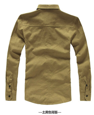 Men's Army Long Sleeve Slim Shirts