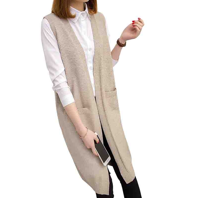 Long Coat Autumn Sleeveless Knitted Vest