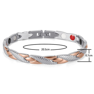 Rainso Stainless Steel Magnetic Bracelets & Bangles Healing Bio Charm Bracelets For Women Rose Gold Polished OSB-692SRGFIR