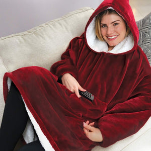 Microfiber Plush Coral Fleece Sherpa Blanket With Sleeves Super Soft Warm Outdoor Pocket Hoodie Adult Winter Hooded TV Blankets
