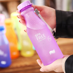 High Quality Frosted Water Bottles Portable Leak-proof Bike Sports Unbreakable 550ml Plastic Bottle Kettle For Travel Outdoor