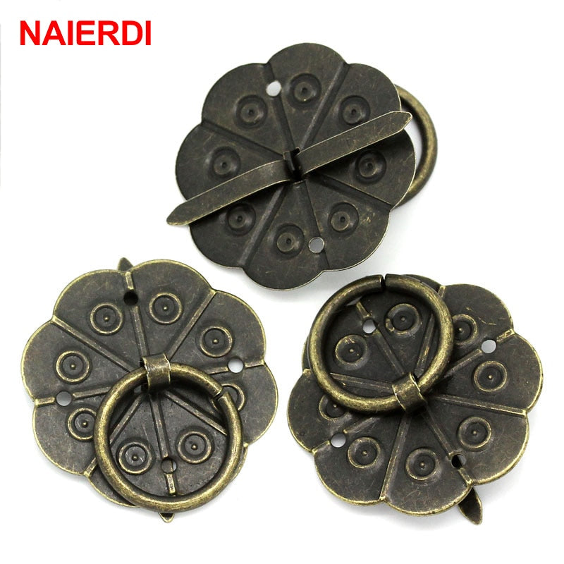 NAIERD 10pcs Classical Bronze Tone Quincunx Drawer Cabinet Desk Door Pull Box Handle Knobs Furniture Handles Hardware With Screw