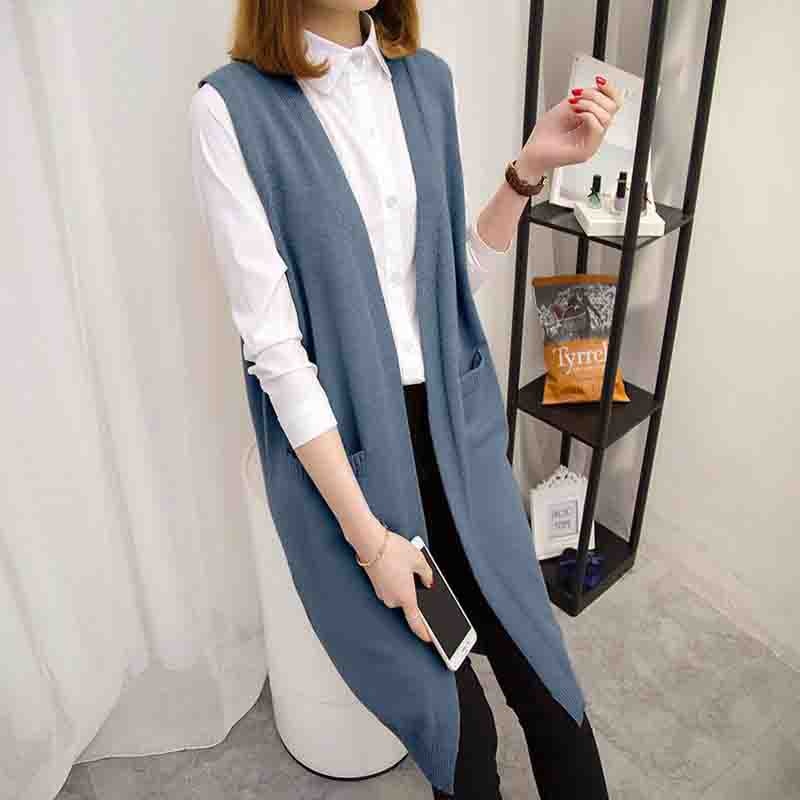 Long Coat Autumn Sleeveless Knitted Vest