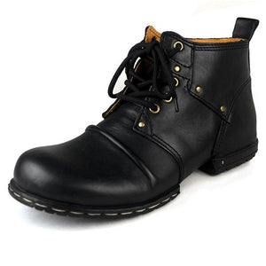 OTTO Top Quality Handmade High Shoes Boots Rivet Spring Boots With Fur Genuine Cow Leather Men's Fashion Shoes Free Shipping