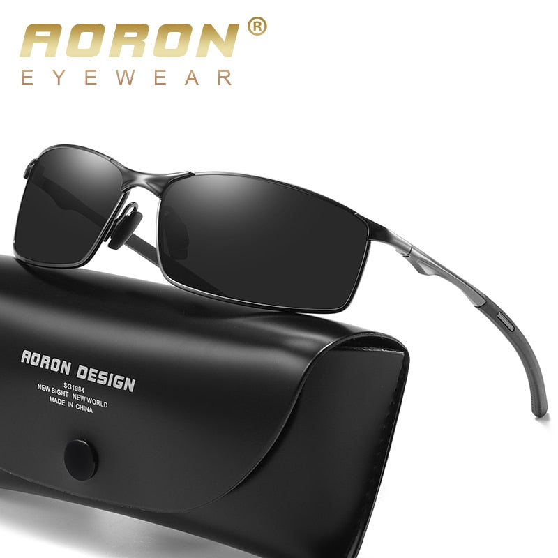 Aoron-lunettes de soleil polarisées pour hommes/femmes | Lunettes de soleil classiques et miroir pour la conduite à l'extérieur, monture métallique, lunettes UV400