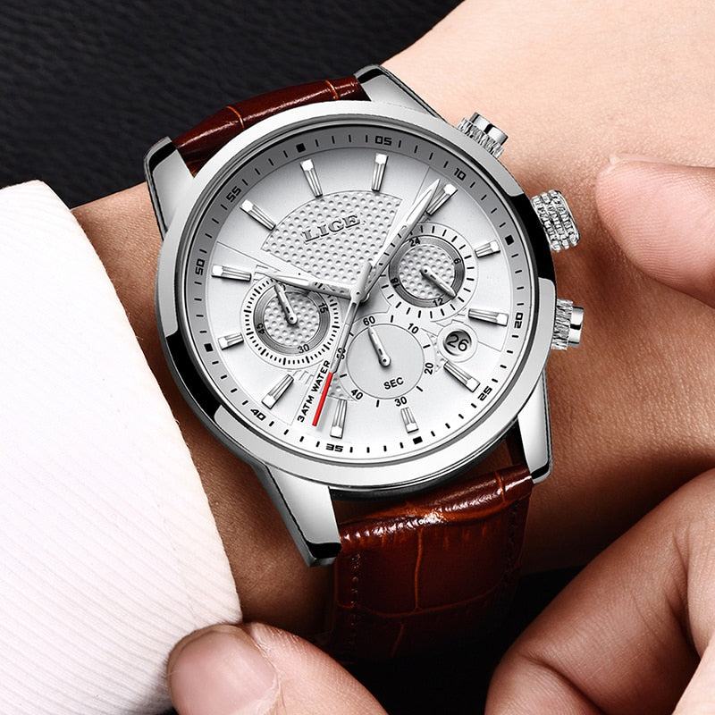 LIGE 2019 New Watch Men Fashion Sport Quartz Clock Mens Watches Brand Luxury Leather Business Waterproof Watch Relogio Masculino