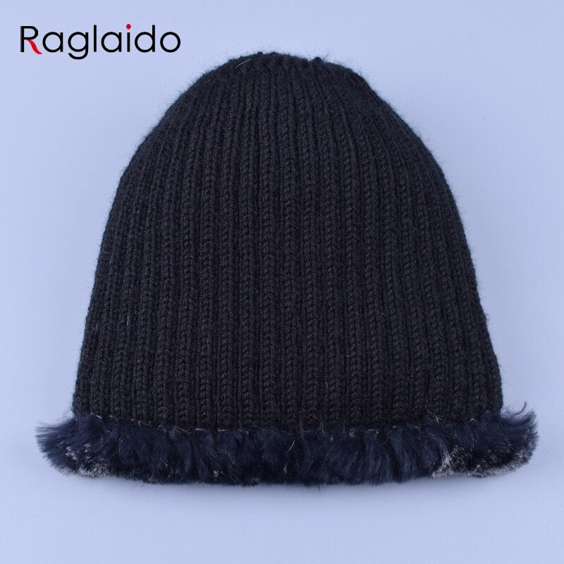 Raglaido Fur Hats for Women Winter Real Rex Rabbit Hat Fox fur kniting female warm snow caps ladies elegant princess beanies cap