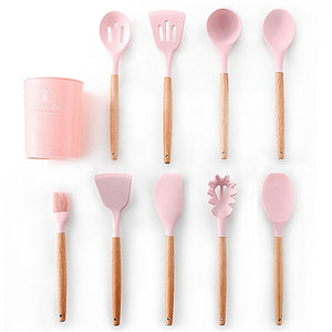 Silicone Kitchenware Cooking Utensils Set Heat Resistant Kitchen Non-Stick Cooking Utensils Baking Tools With Storage Box Tools