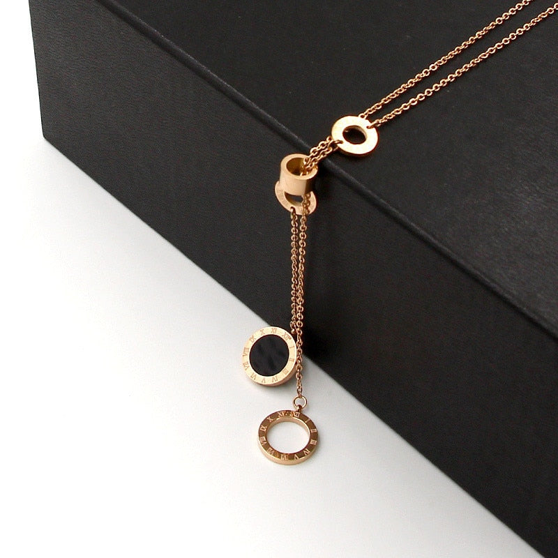 Lady Jewelry Love Round Circles Shell Long Necklaces For Women Fashion Jewelry Roman Numerals Pendant Necklace Tassel Collar K32