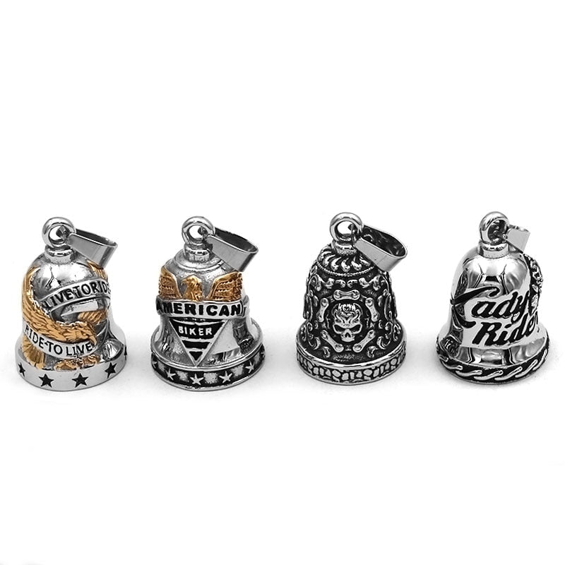 Live To Ride Eagle Biker Bell Pendant Stainless Steel Wings Skull Rose Lady Rider Masonic USA Flag Indians Pendant Gift P0496