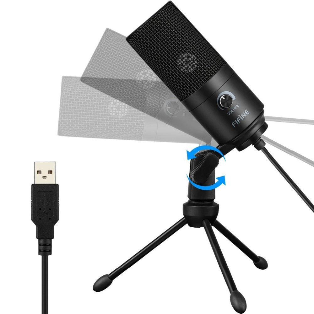 Microphone d'enregistrement à condensateur USB en métal Fifine pour ordinateur portable Windows enregistrement de Studio cardioïde voix off, YouTube-K669