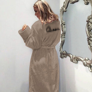 Winter Warm Flannel Bathrobe Women Knee-Length Bath Robe Soft Thick Cute Pink Bridesmaid Robes Female Dressing Gown Sleepwear
