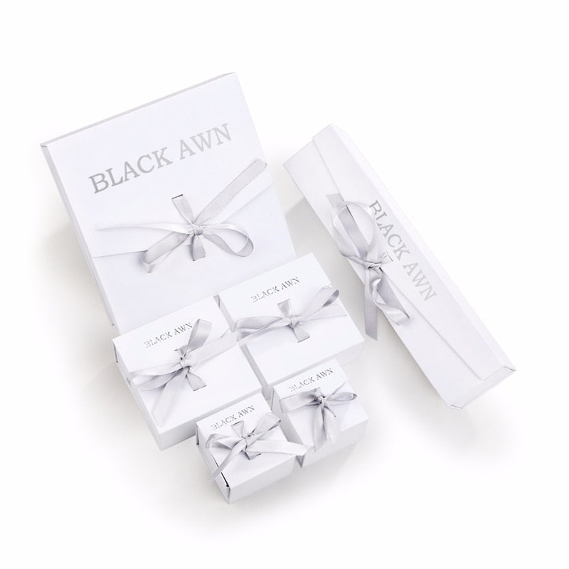 2020 Black Awn 925 Sterling Silver Round Black Trendy Spinel Engagement Bow Hoop Earrings for Women Fine Jewelry Bijoux I157