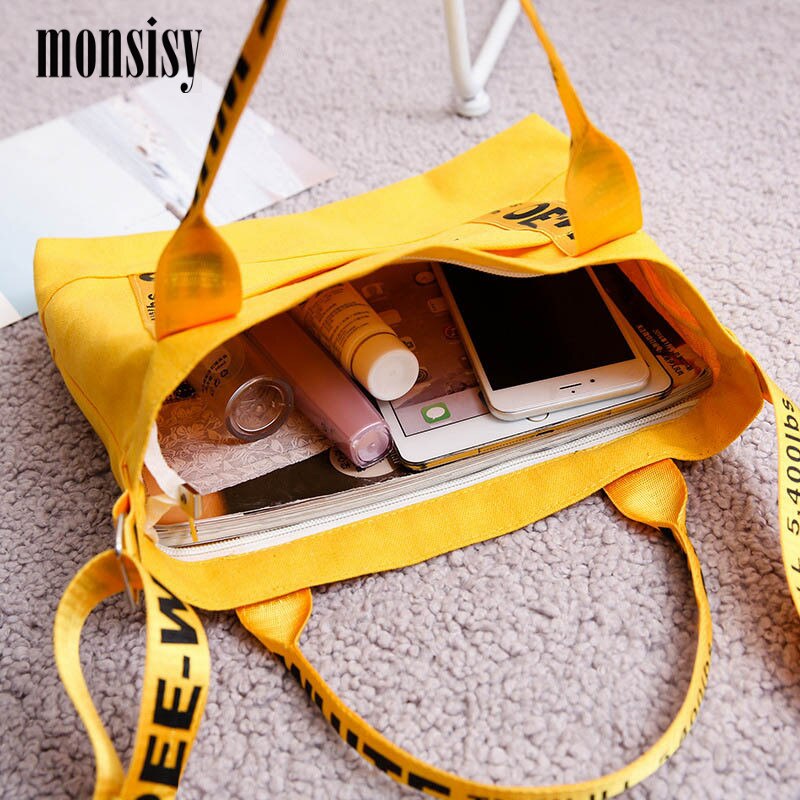 Monsisy Canvas Bag For Women 2020 Girl Handbag Tote Shoulder Bag Pocket Casual Girl Travel Shopping Messenger Bag bolsa feminina