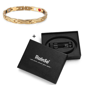 Rainso Stainless Steel Magnetic Bracelets & Bangles Healing Bio Charm Bracelets For Women Rose Gold Polished OSB-692SRGFIR
